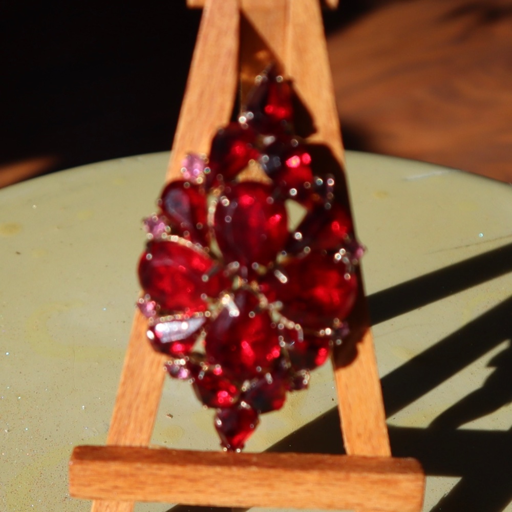 RED Crystal Brooch
